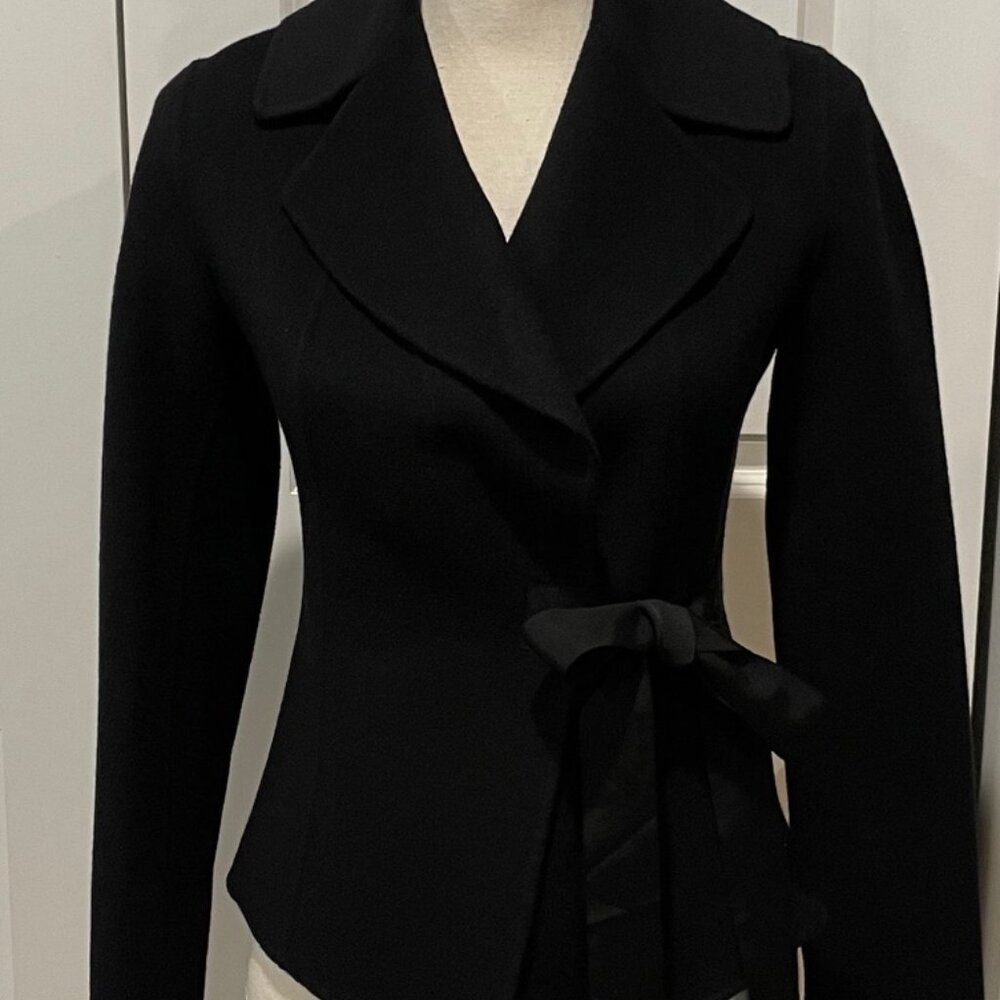 DKNY Black Wool Side Tie Jacket - Picture 4 of 9